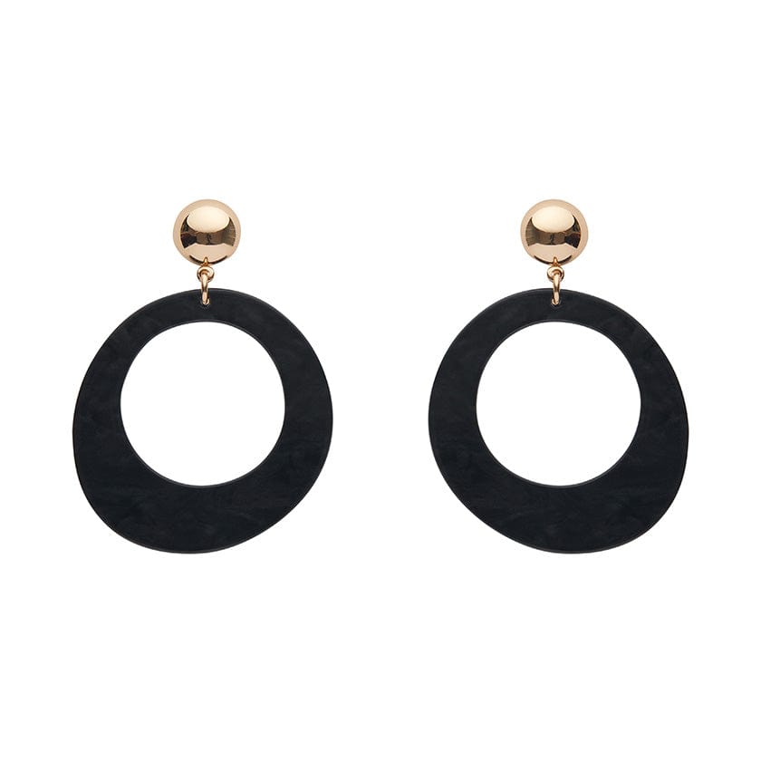 Erstwilder Essentials Statement Ripple Resin Circle Drop Earrings - Black AK1EE12