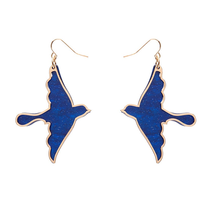 Swallow Ripple Glitter Resin Drop Earrings - Blue  -  Erstwilder  -  Quirky Resin and Enamel Accessories