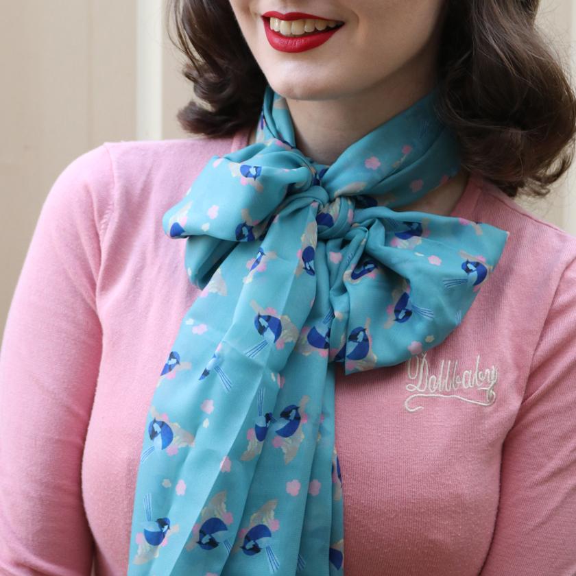 Erstwilder Phoebe the Fairy Wren Neck Large Scarf SC1034-3430